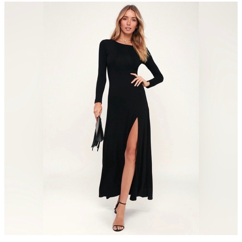 Lulus Long Flowy Maxi Dress Sz. Small Black
